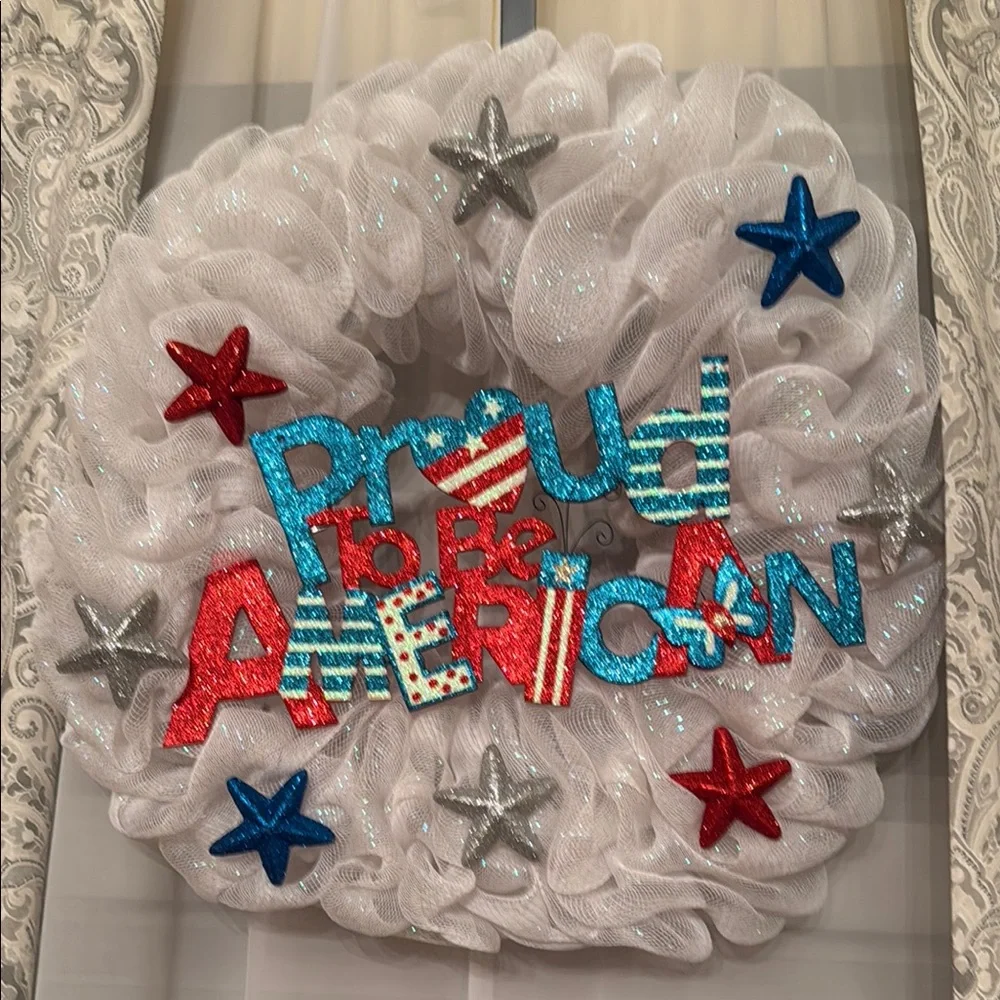 Patriotic Wreath with Stars and Glitter